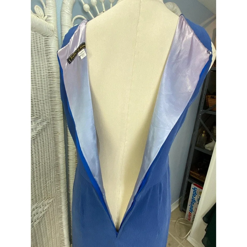 100% Silk Crinkle Dress Periwinkle Blue‎ Vintage M Kashka's of Milwaukee